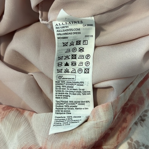 NWT ALLSAINTS Hali Areias Mini Dress Pink Ruffled Ruched UK 10 US 6 - Picture 9 of 16